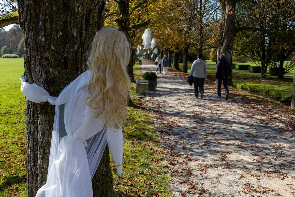 Bela žena v začaranem parku Bela žena v začaranem parku